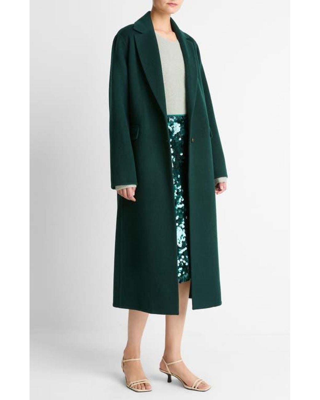 Vince Green Wool-Blend Single-Breasted Coat