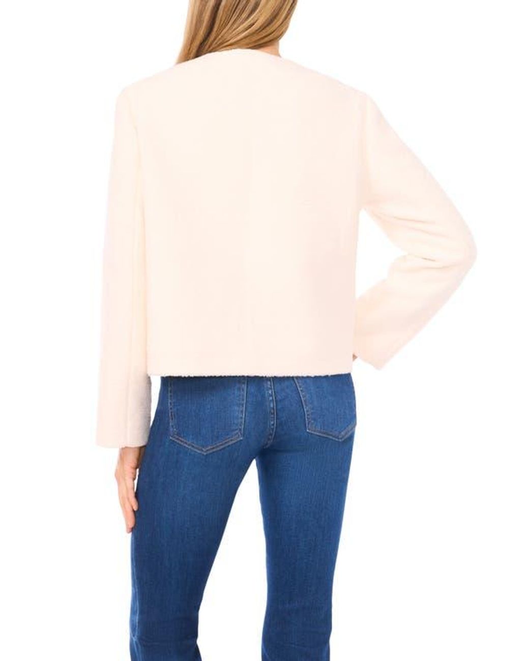 Halogen® Blue High Pile Fleece Crop Zip Jacket