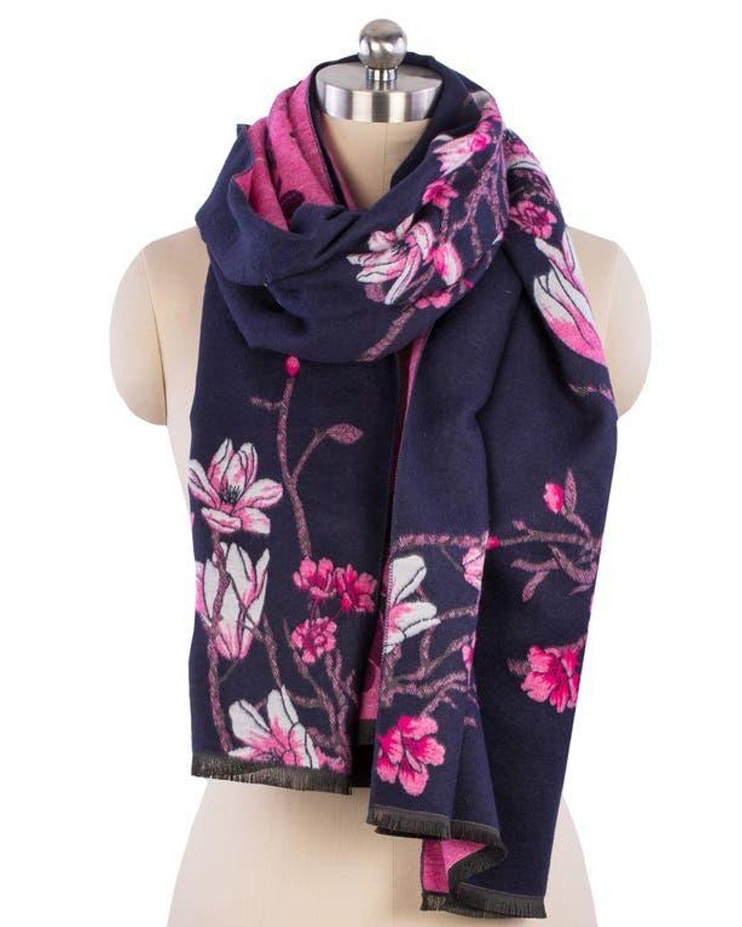 Saachi Purple Floral Pattern Reversible Scarf
