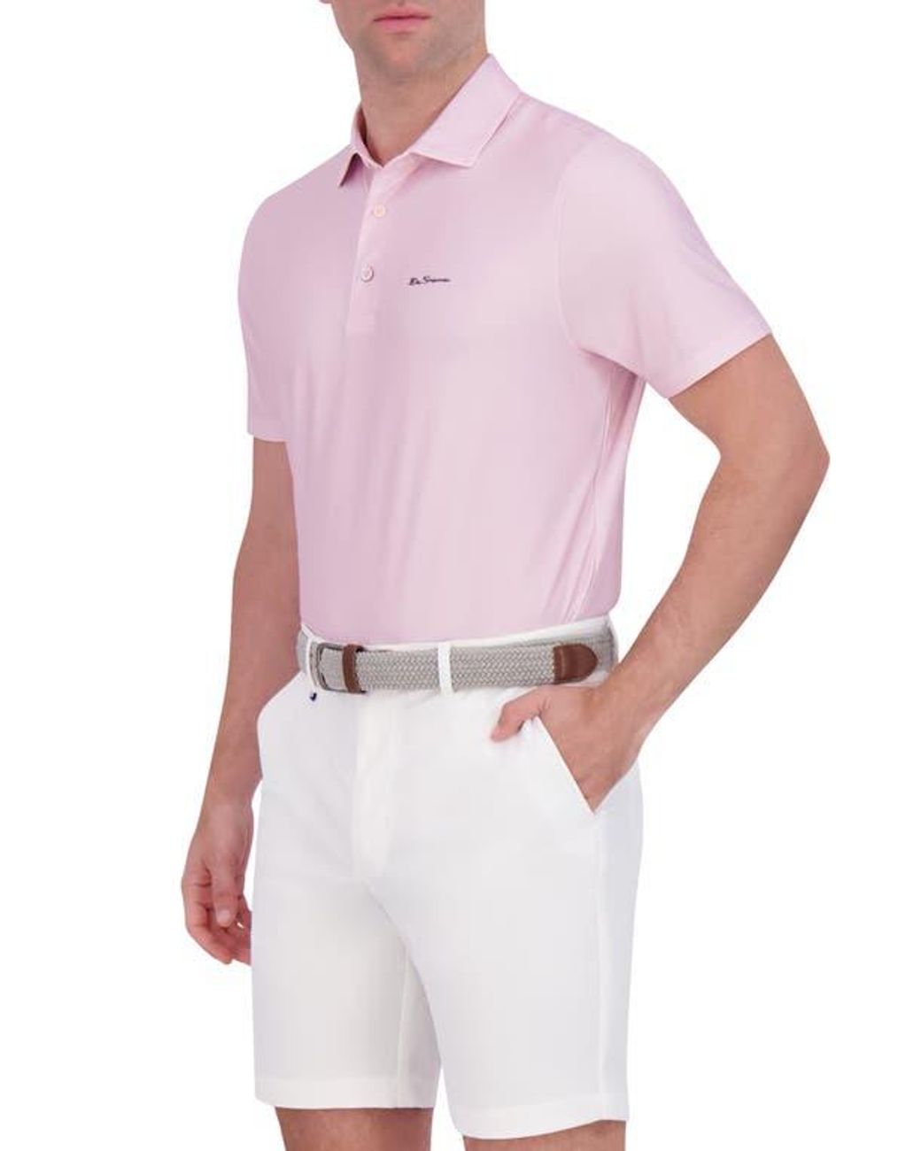 Ben Sherman Pink Collage Solid Stretch Tech Polo for men