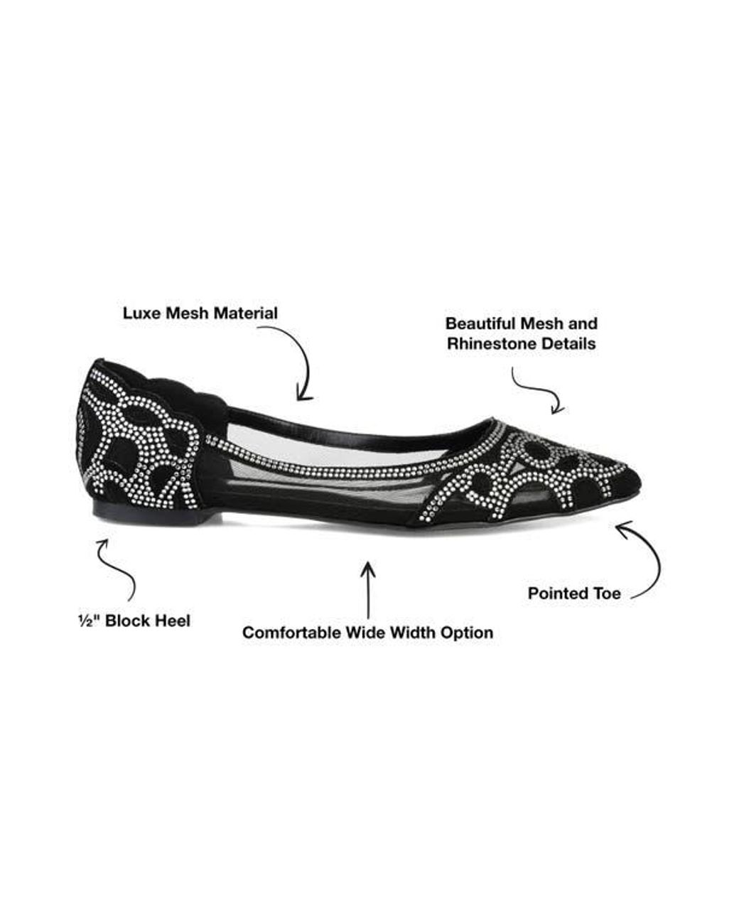 Journee Collection Black Batavia Rhinestone Flat