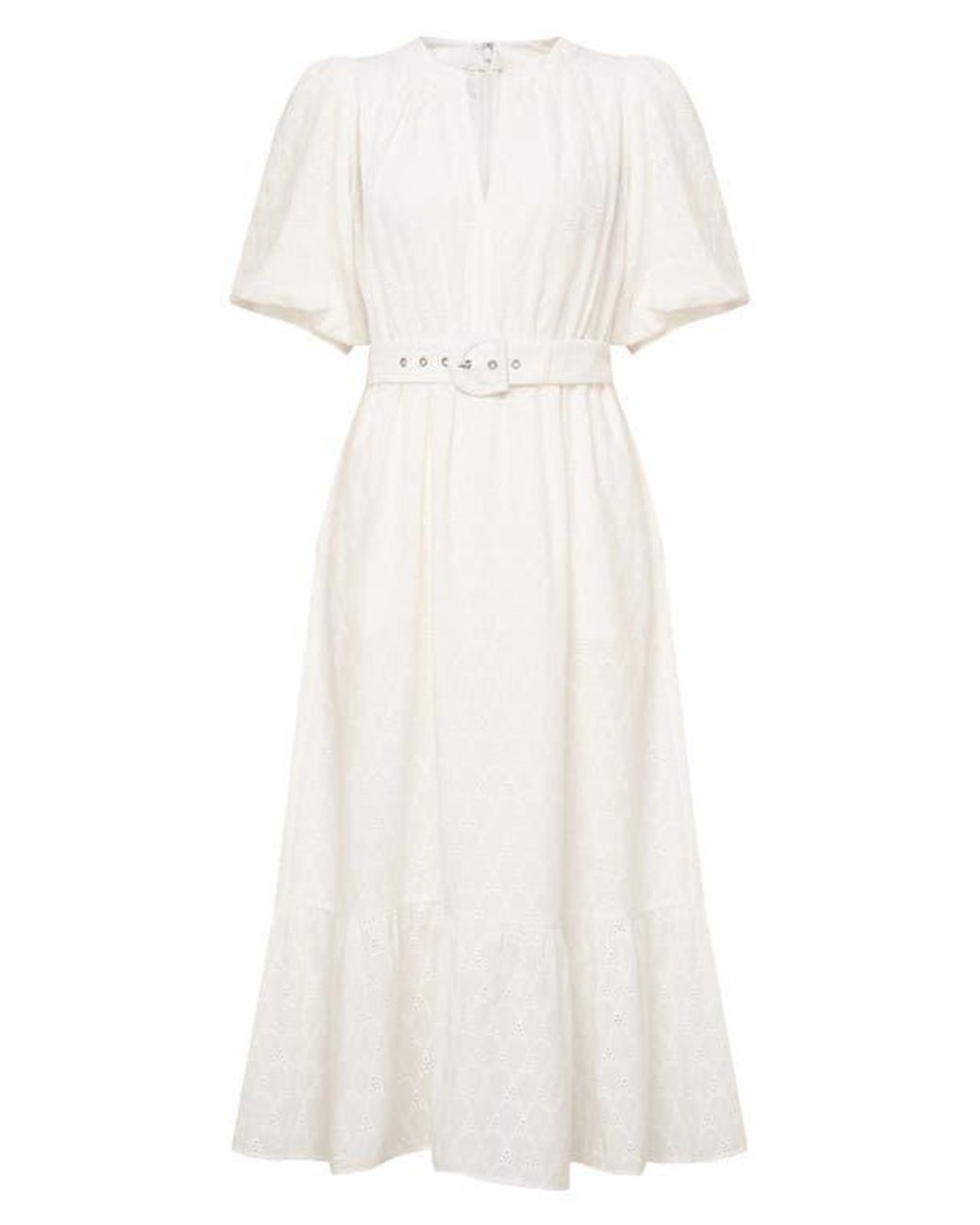 Diane von Furstenberg White Polina Cotton Eyelet Midi Dress