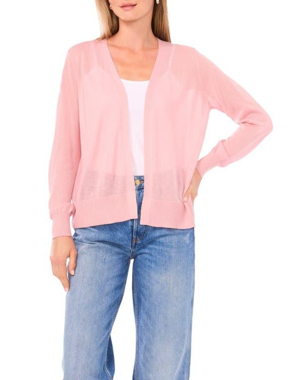 Vince Camuto Pink Tissue Knit Cardigan