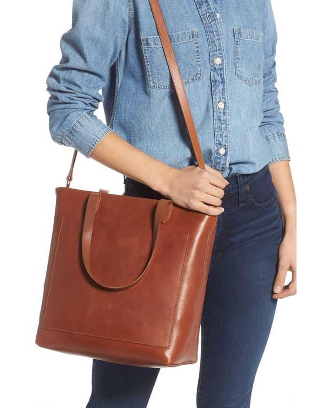Madewell The Zip Top Medium Transport Leather Tote in Brown Lyst