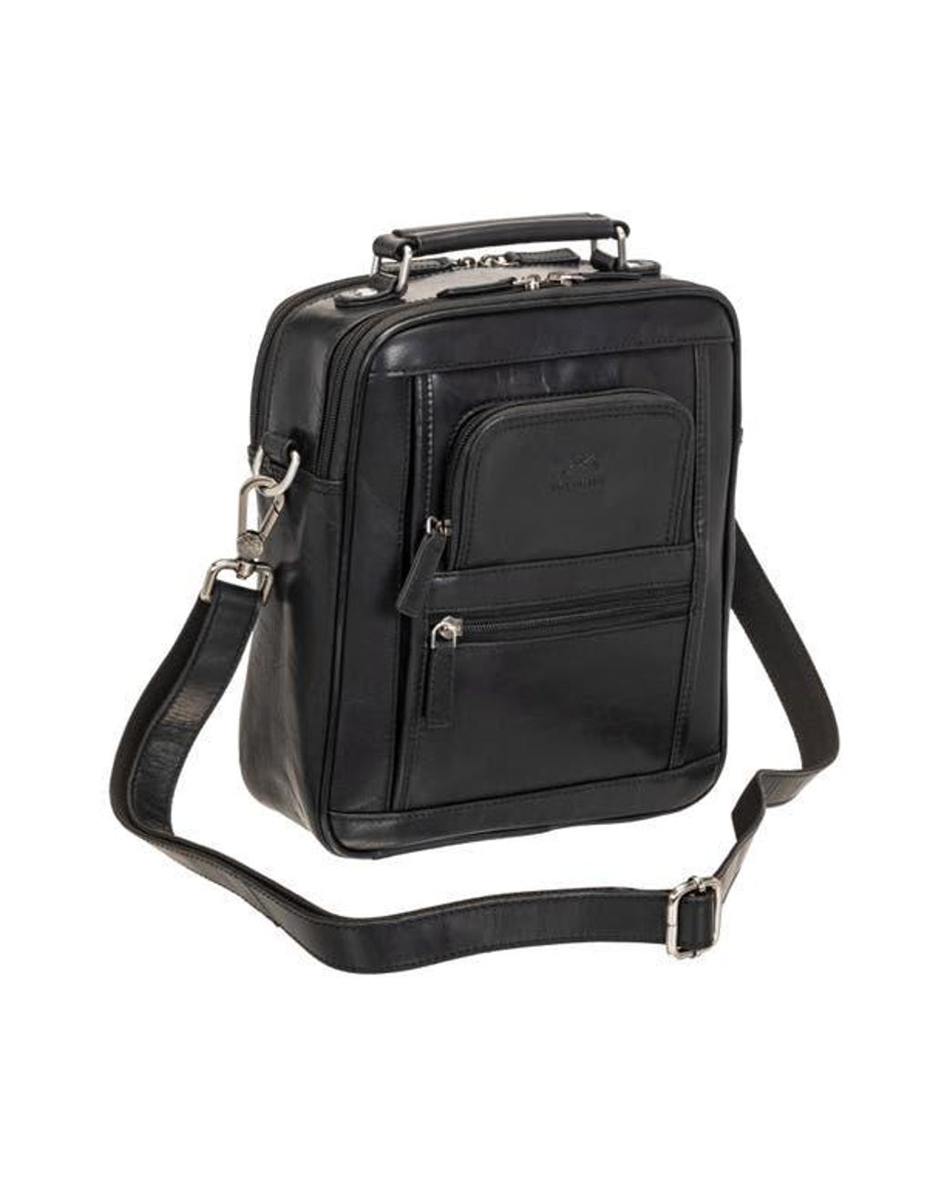 Mancini Black Buffalo Double Compartment Bag for men