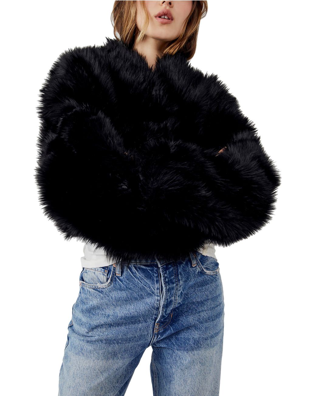 Free people all night faux fur jacket Clearance