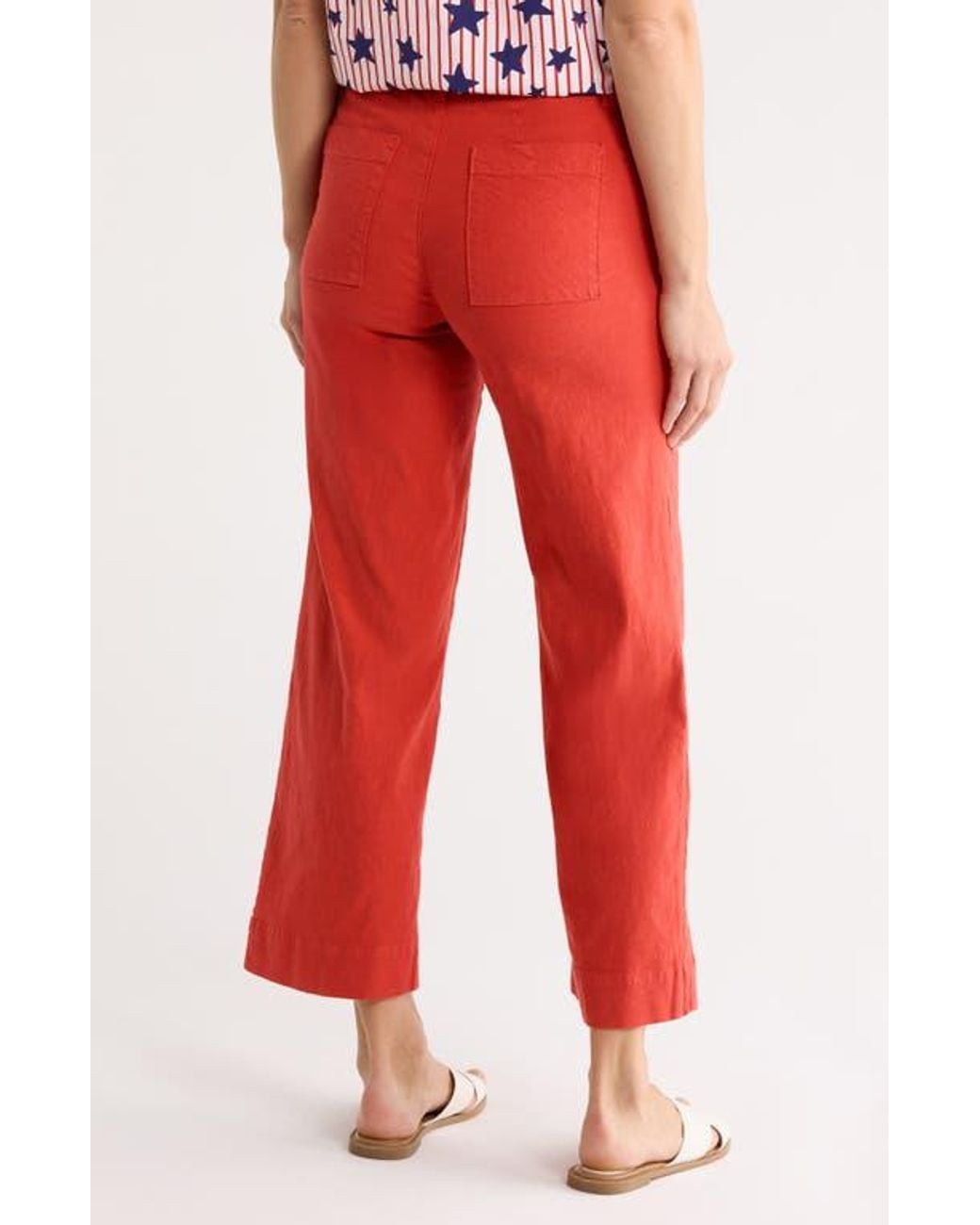 Double Wide Rack Frank & Eileen Wexford Wide Leg Cotton Pants in Red | Lyst