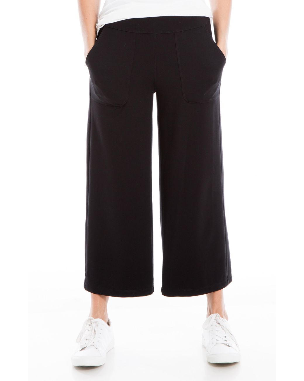 Max Studio High Waist Wide Leg Crop Ponte Knit Pants In Black At Nordstrom  Rack