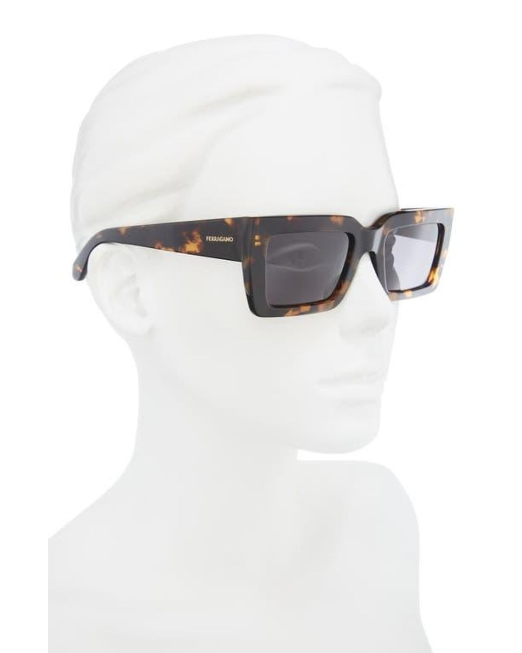 Ferragamo Black 54Mm Rectangular Sunglasses