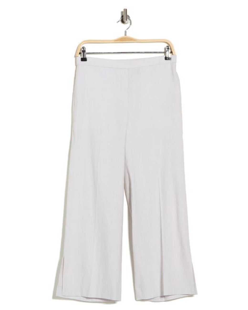 Theory White Sharkskin Pull-On Wide Leg Pants