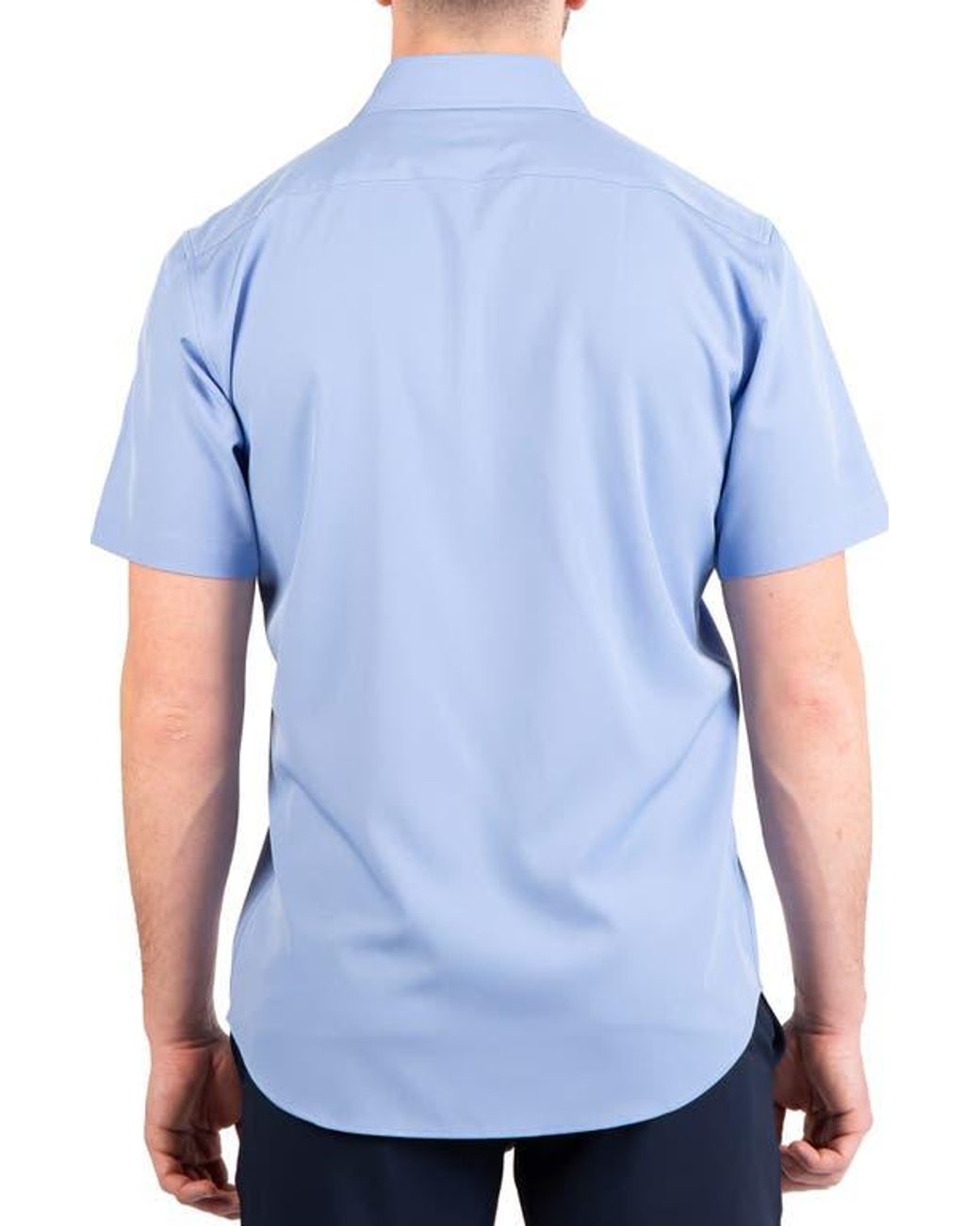 Tailorbyrd Blue Solid Performance Short Sleeve Shirt for men
