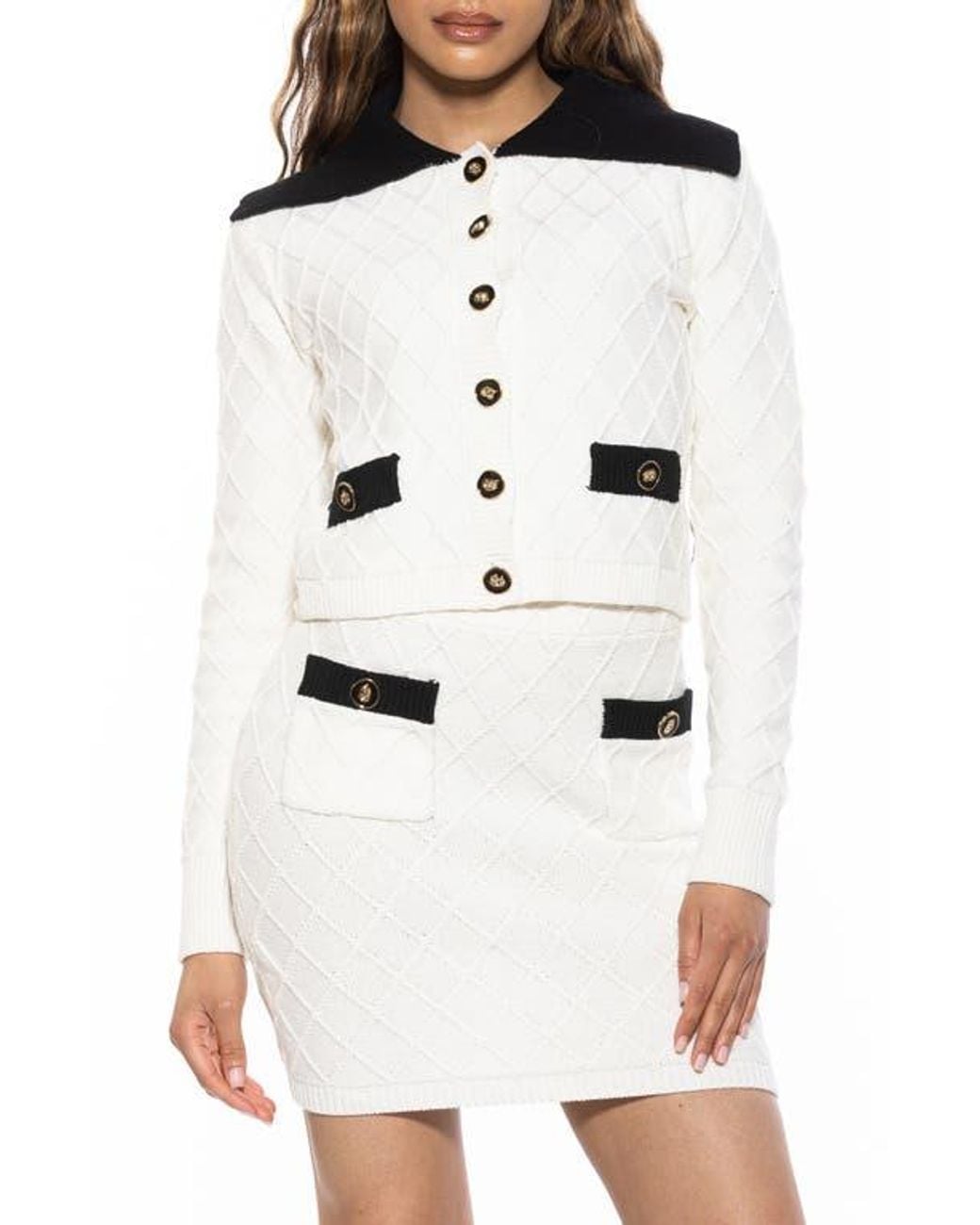 Alexia Admor White Pattern Cardigan