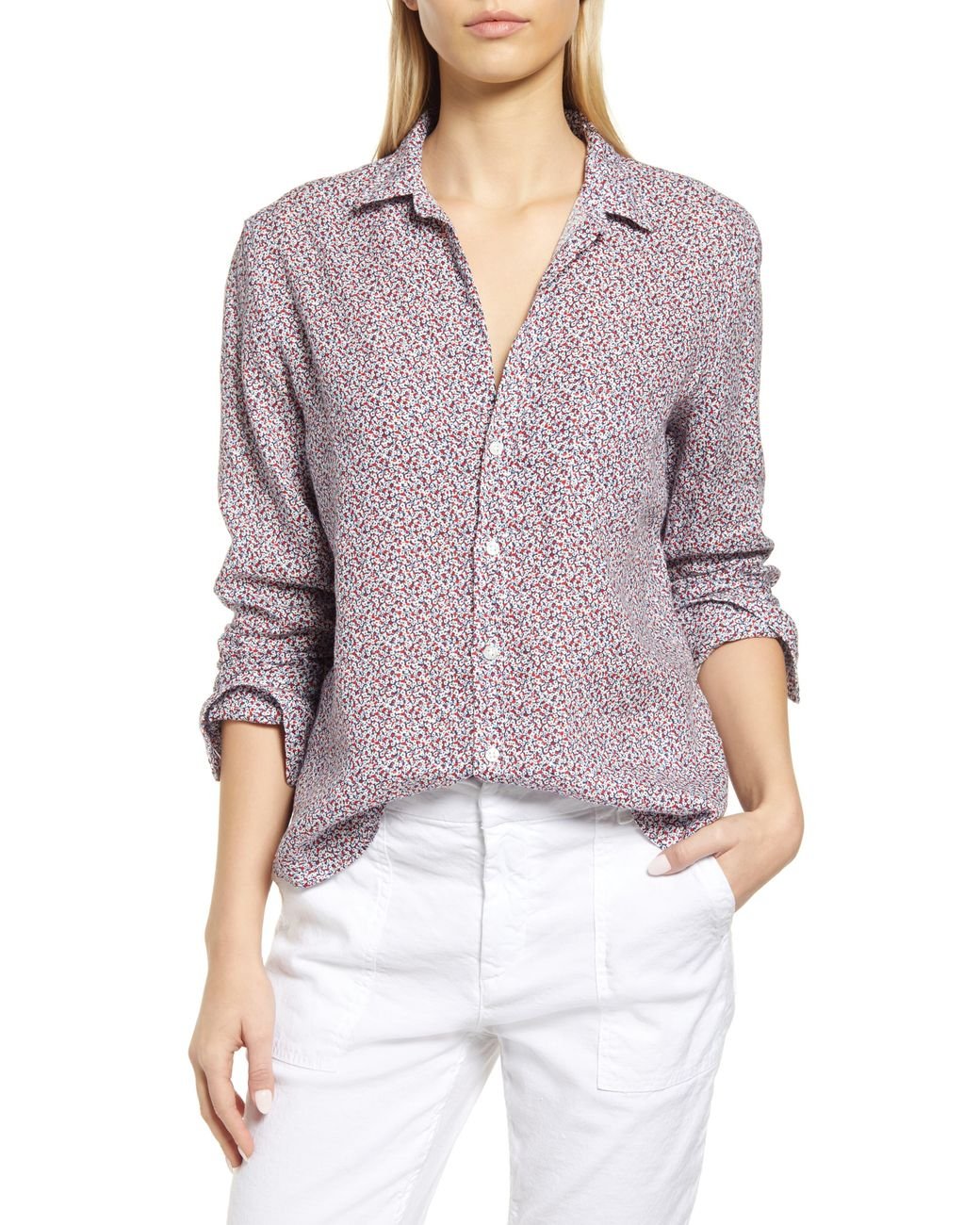 Frank & Eileen Floral Linen Button-up Shirt in Purple | Lyst