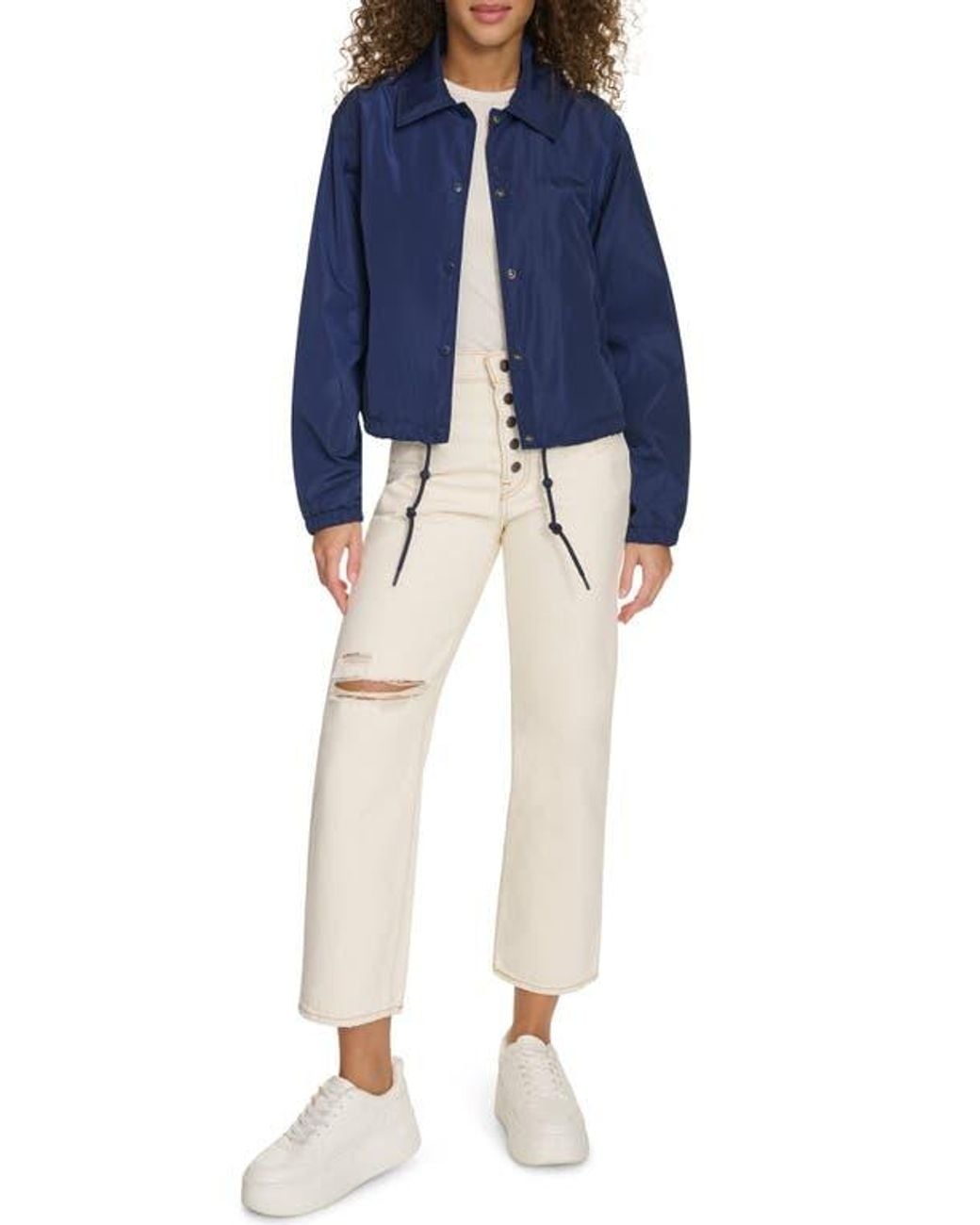 Champion Blue Cropped Coached Jacket