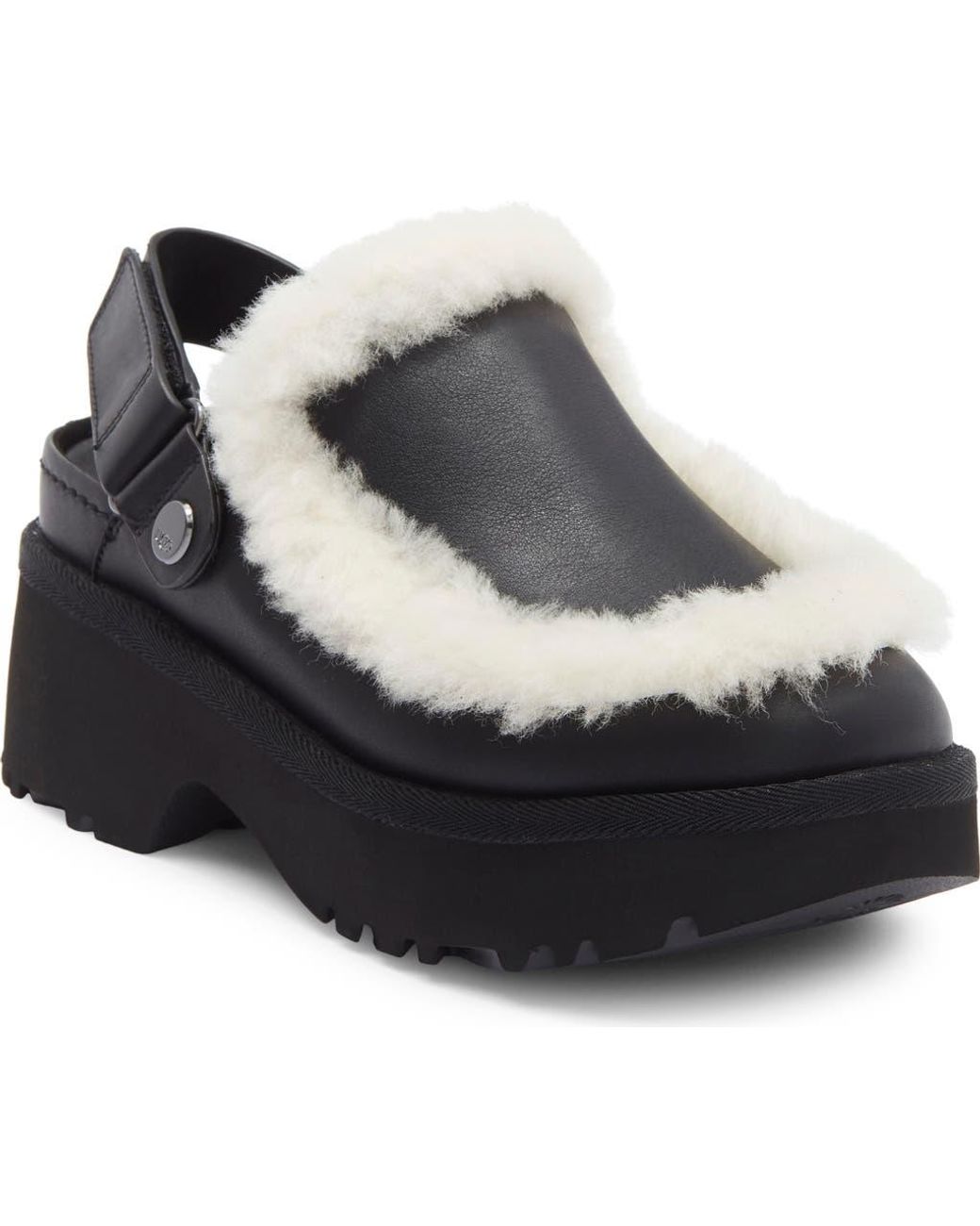 Ugg Black Esmee Genuine Shearling Trim Clog
