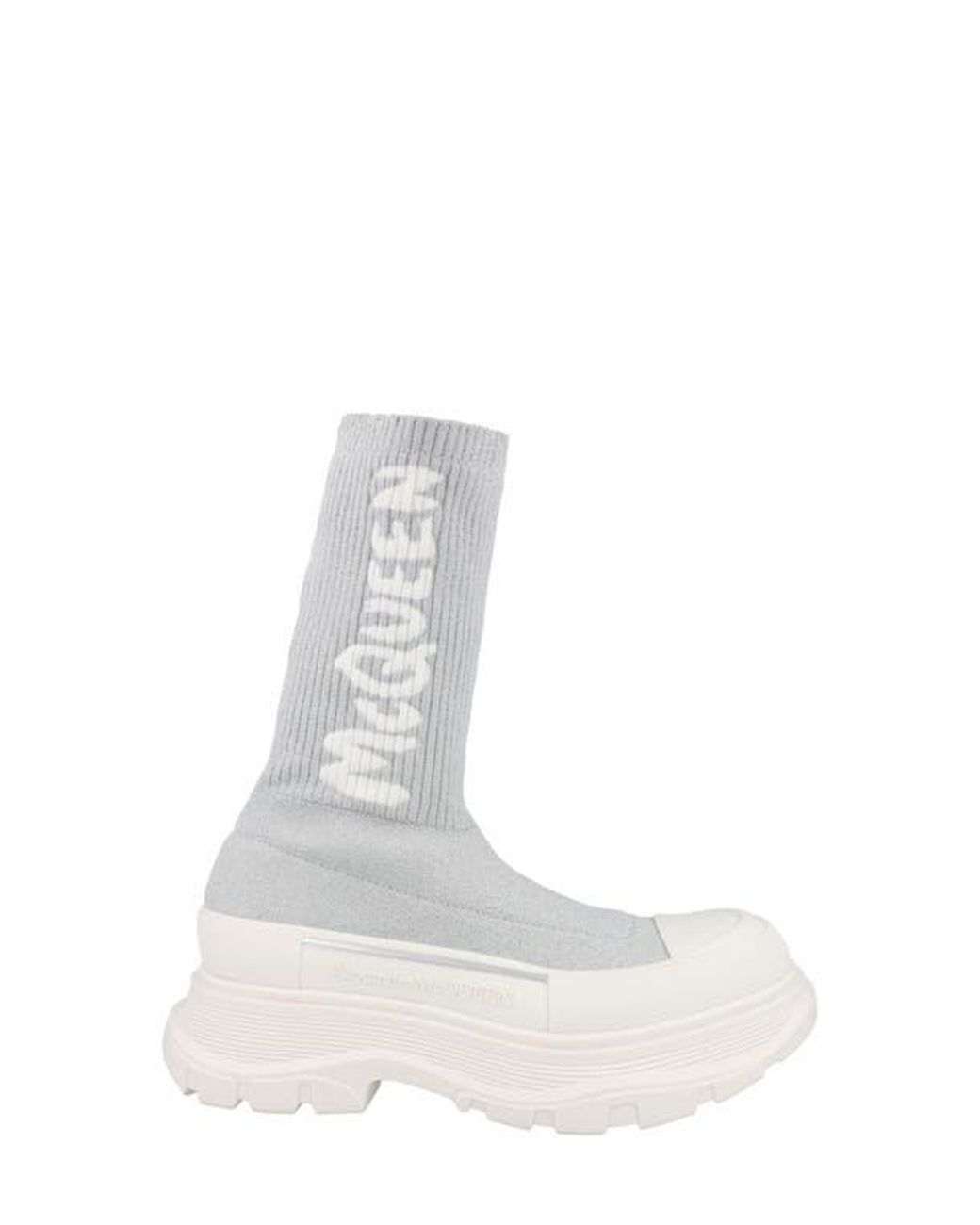 McQueen White Ribbed Tread Sock Bootie