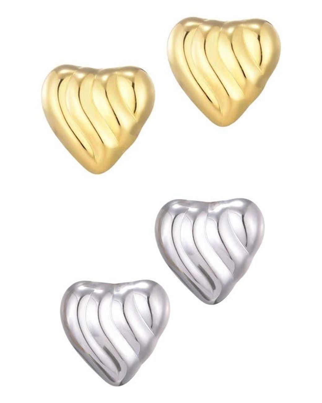Adornia White Statement Heart Stud Earrings