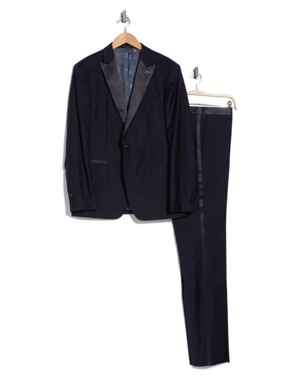 John Varvatos Blue Solid Wool Tuxedo for men
