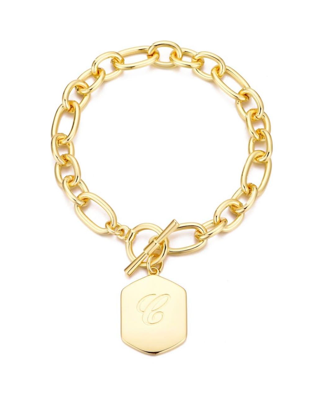 Adornia Metallic Monogram Initial Charm Chain Bracelet