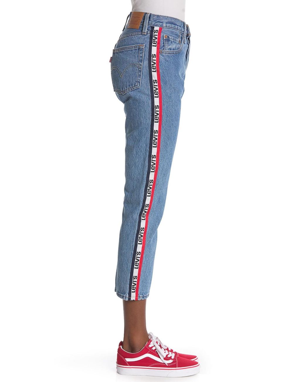 Levi's 201 Side Stripe Straight Leg Jeans in Blue | Lyst