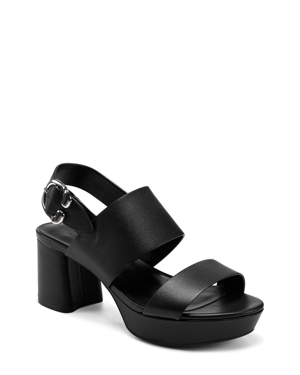 Aerosoles Camera Platform Sandal In Black Leather/black At Nordstrom Rack Lyst