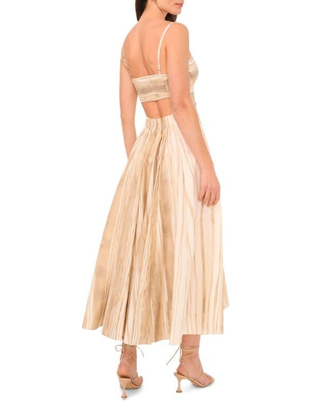 Parker Natural The Izzie Stripe Cutout Cotton Midi Sundress