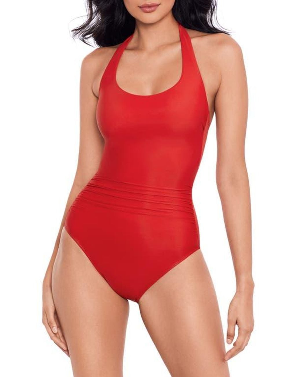 Miraclesuit Red Rock Solid Utopia One-Piece Halter Swimsuit