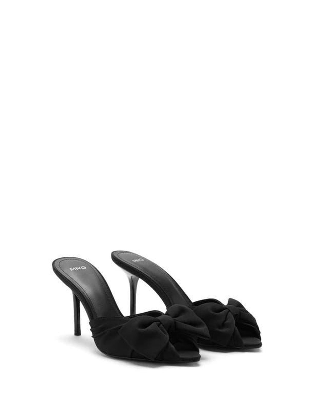 Mango Black Lasy Bow Slide Sandal