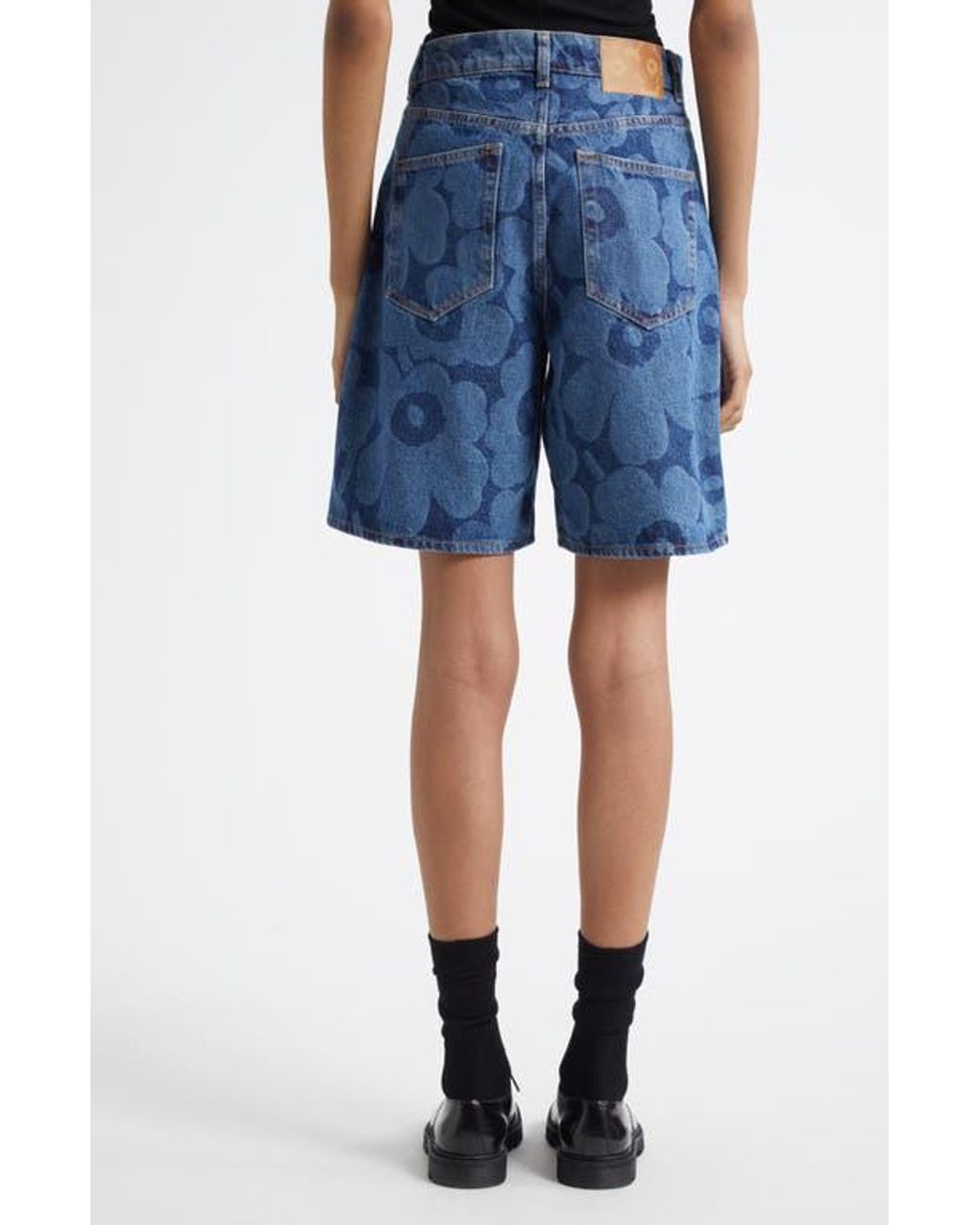 Marimekko Maridenim Marssi Unikko Denim Shorts in Blue | Lyst