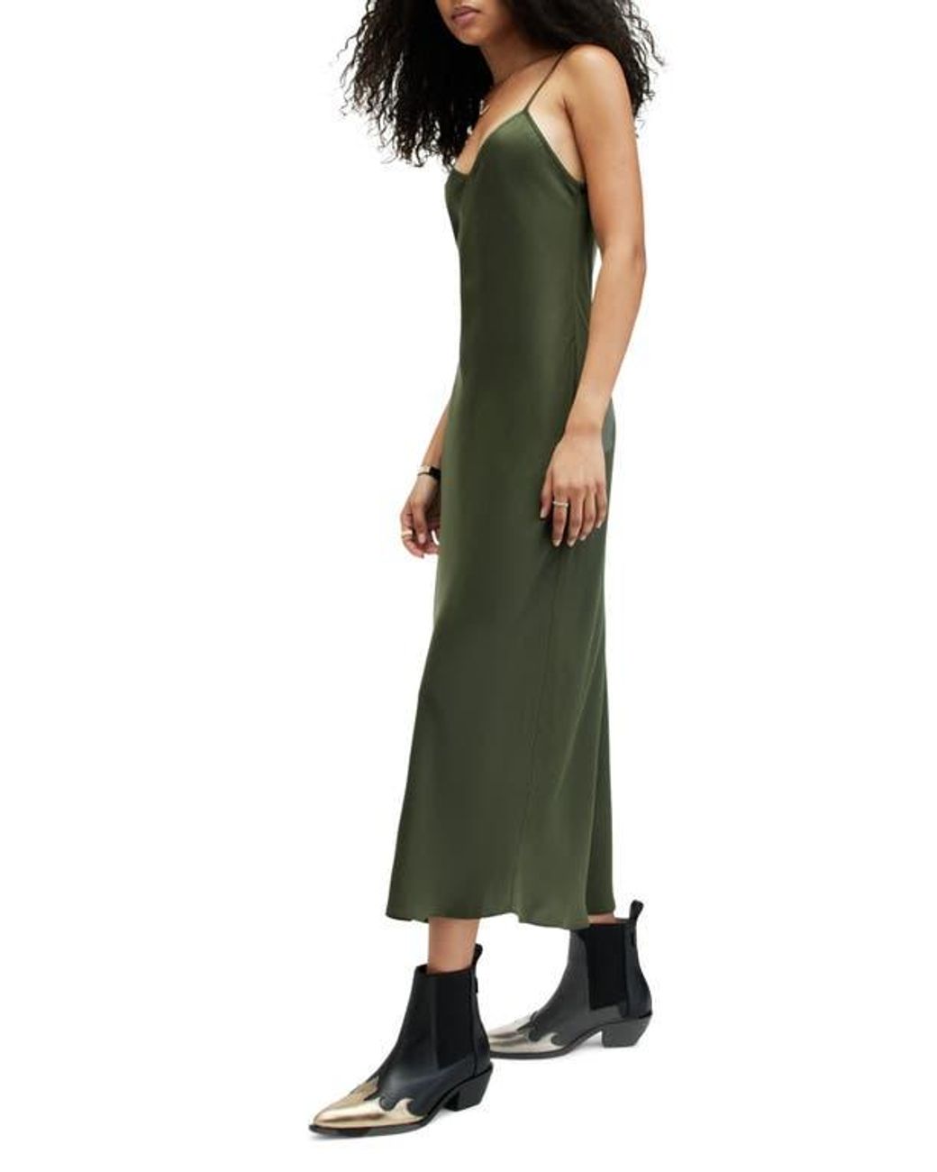 AllSaints Bryony Slipdress in Green | Lyst