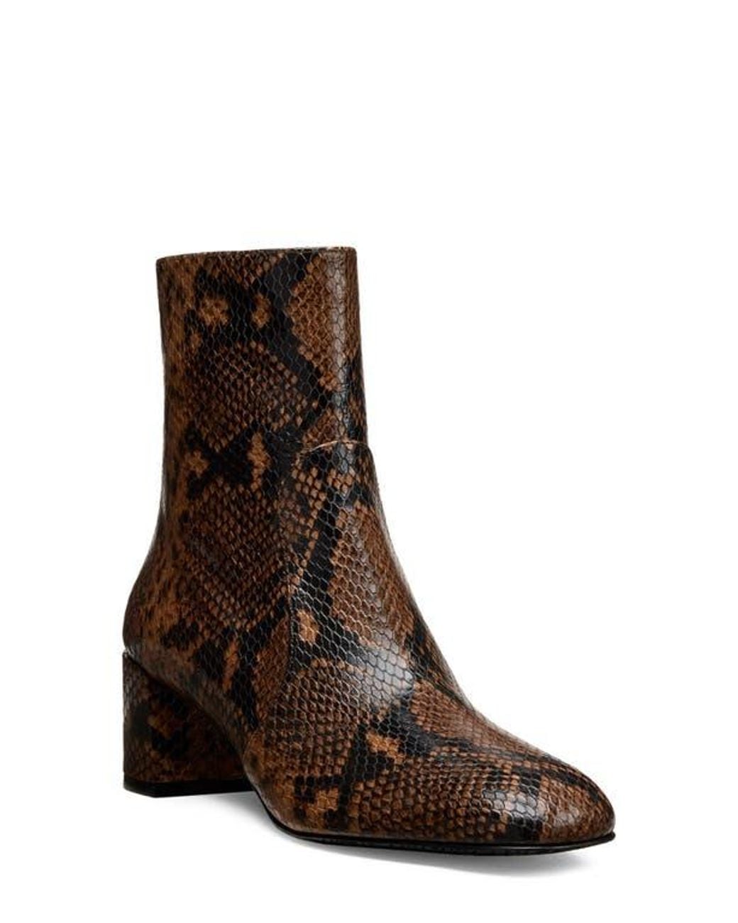 Stuart Weitzman Brown Maeve Snakeskin Embossed Bootie