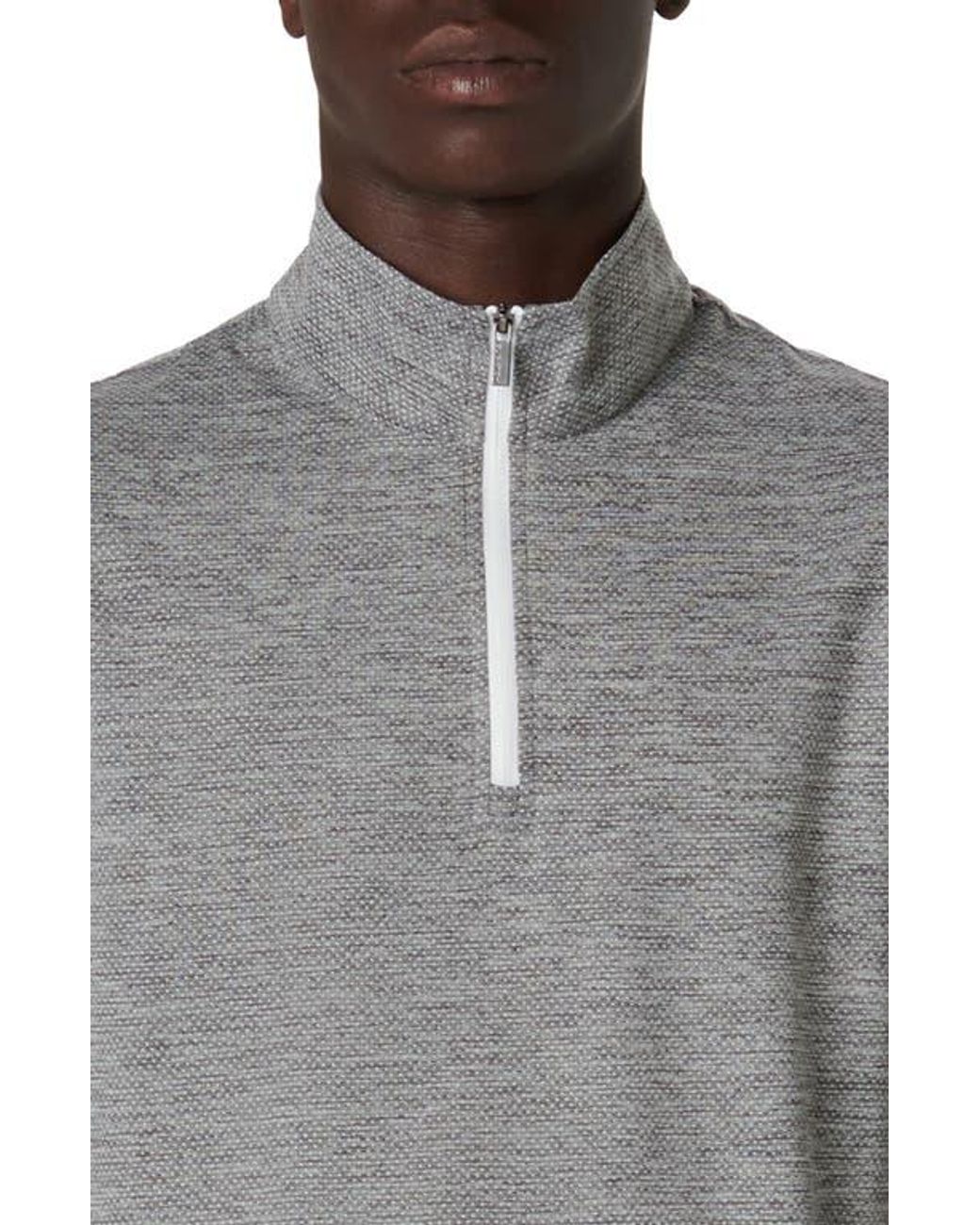 Bugatchi Gray Quarter Zip Performance Pullover for men
