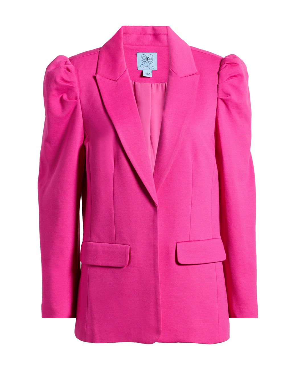 Black blazer with pink puff sleeves new arrivals