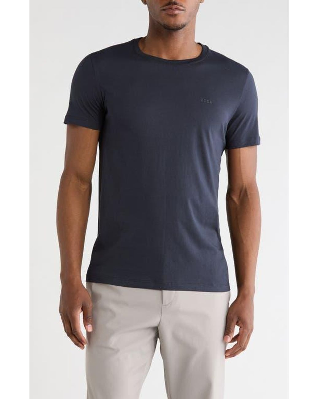 BOSS Tessler Cotton Knit T-Shirt in Blue for Men | Lyst