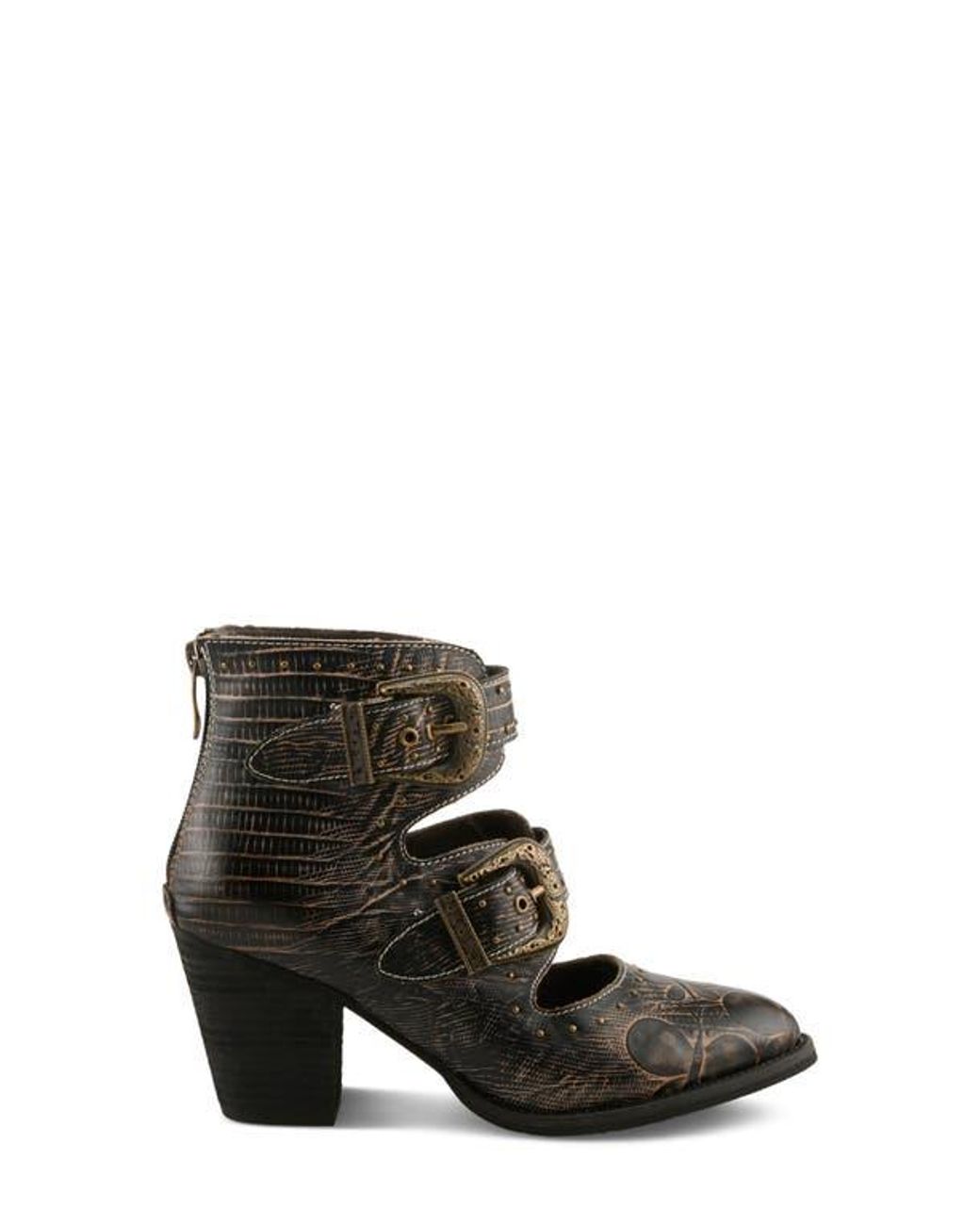 Spring Step Black Notched Nature Buckled Bootie