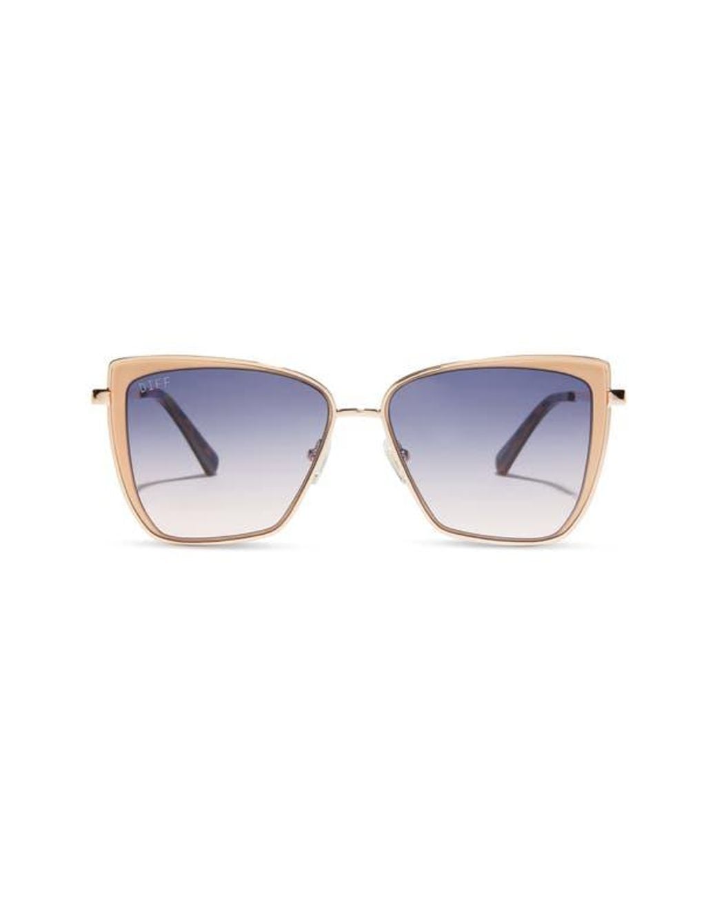 DIFF Blue Square Mirrored Lens Sunglasses