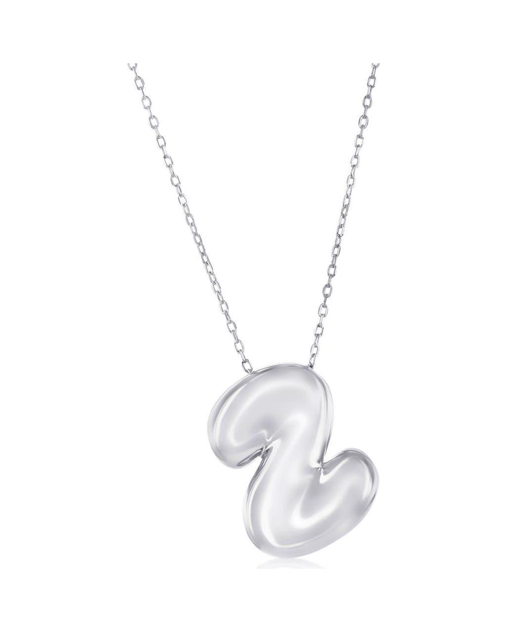 Simona White Bubble Initial Pendant Necklace