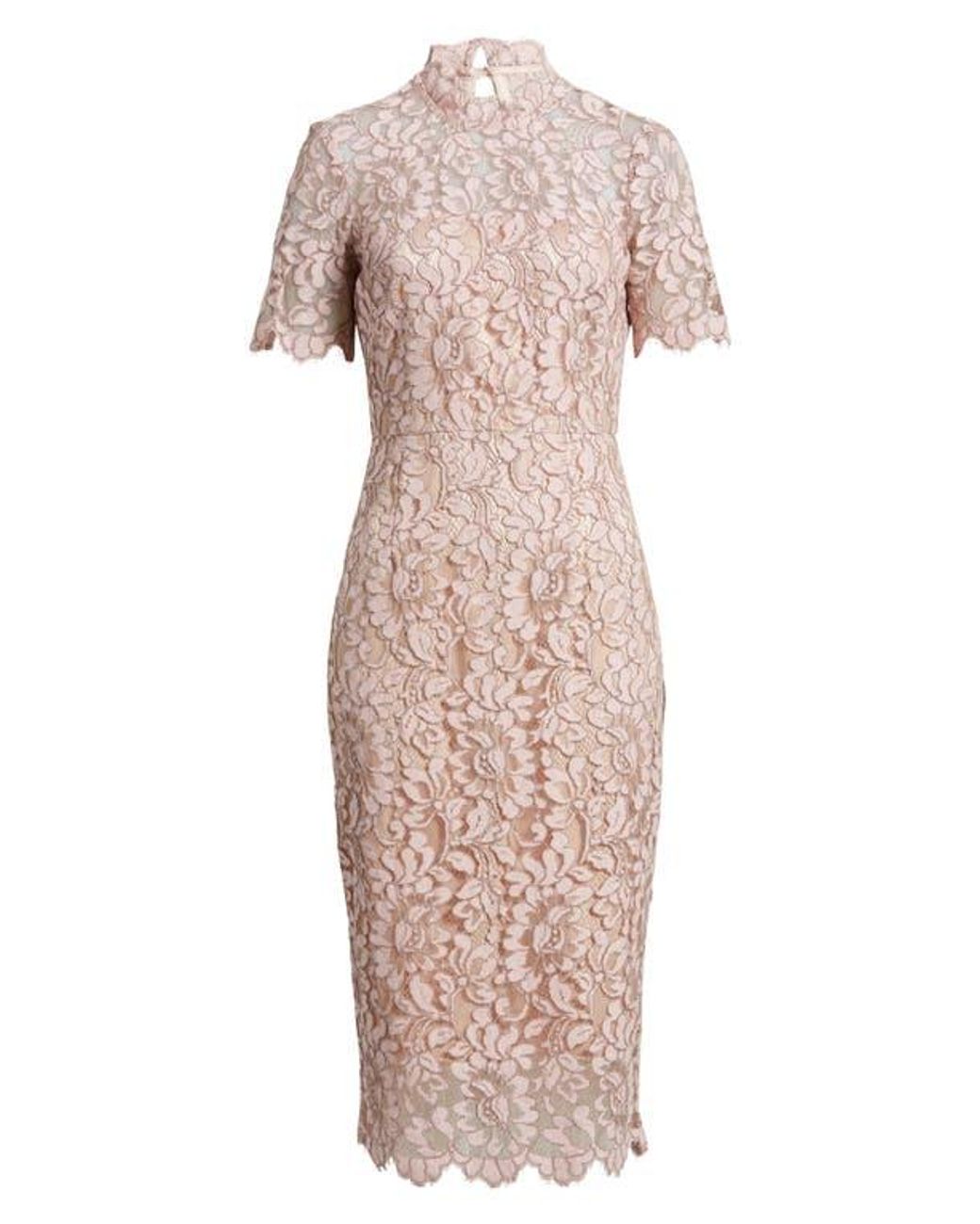 Eliza J Illusion Lace Midi Sheath Dress in Pink | Lyst Eliza J Illusion Lace Midi Sheath Dress in Pink | Lyst