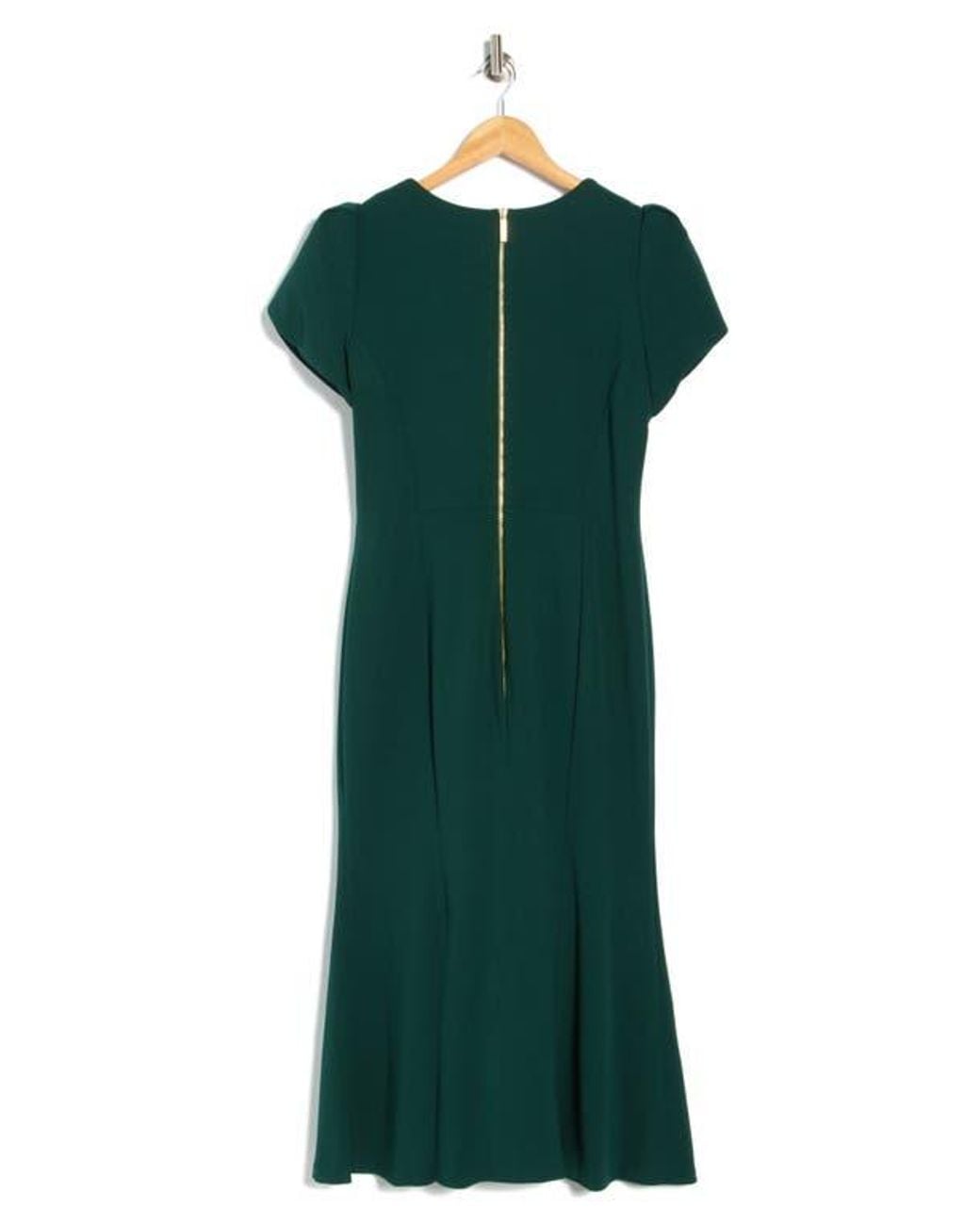 Calvin Klein Tulip Sleeve Crepe A-Line Midi Dress in Green | Lyst