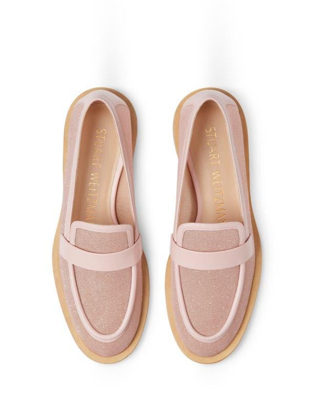 Stuart Weitzman Palmer Glitter Mesh Loafer in Pink | Lyst