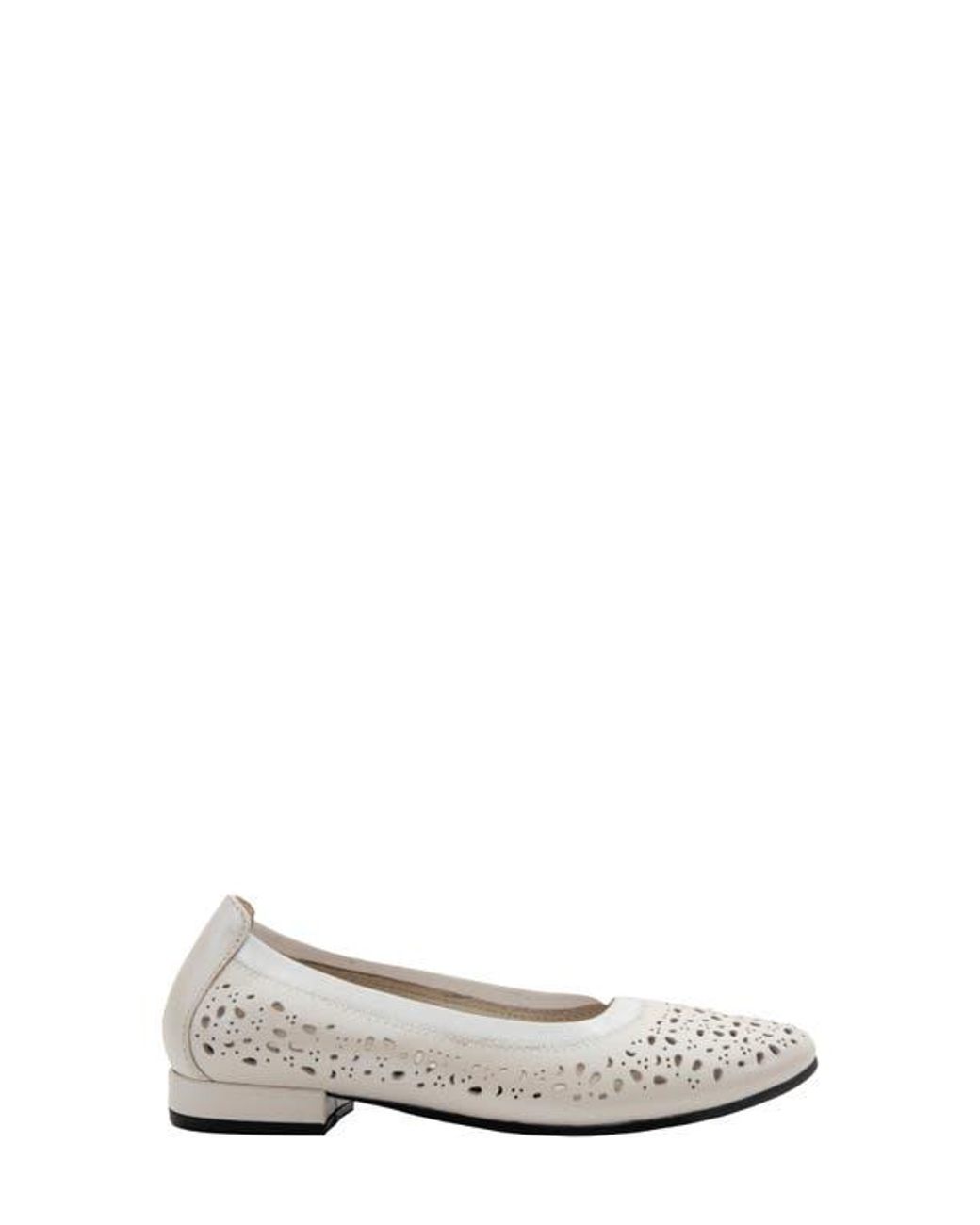 David Tate White Laser Cut Ballet Flat