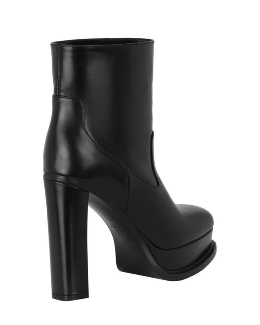 McQueen Black Leather Ankle Bootie