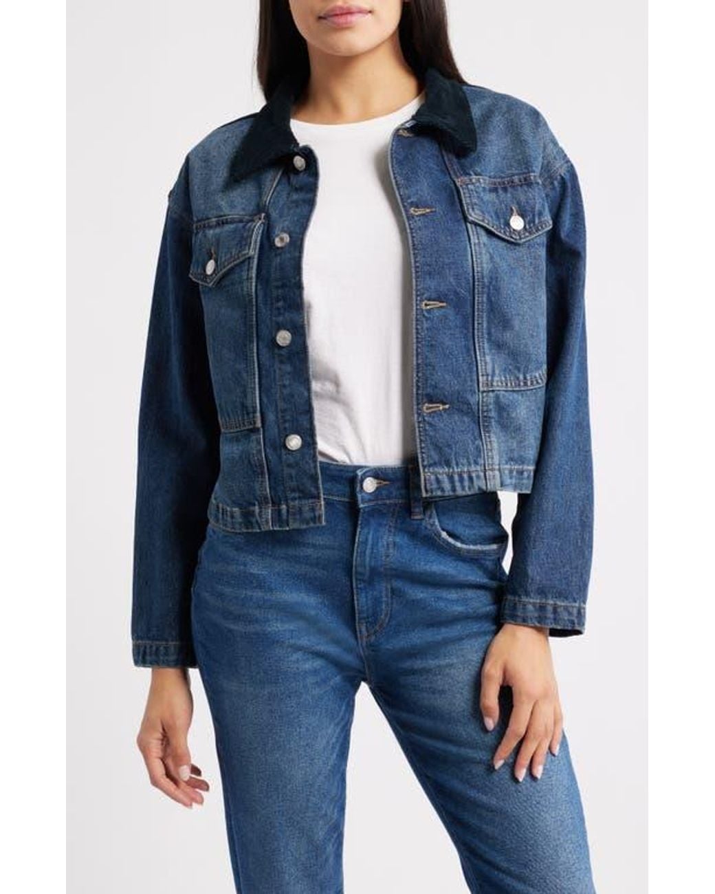 WARP+WEFT Blue Avl Crop Denim Jacket