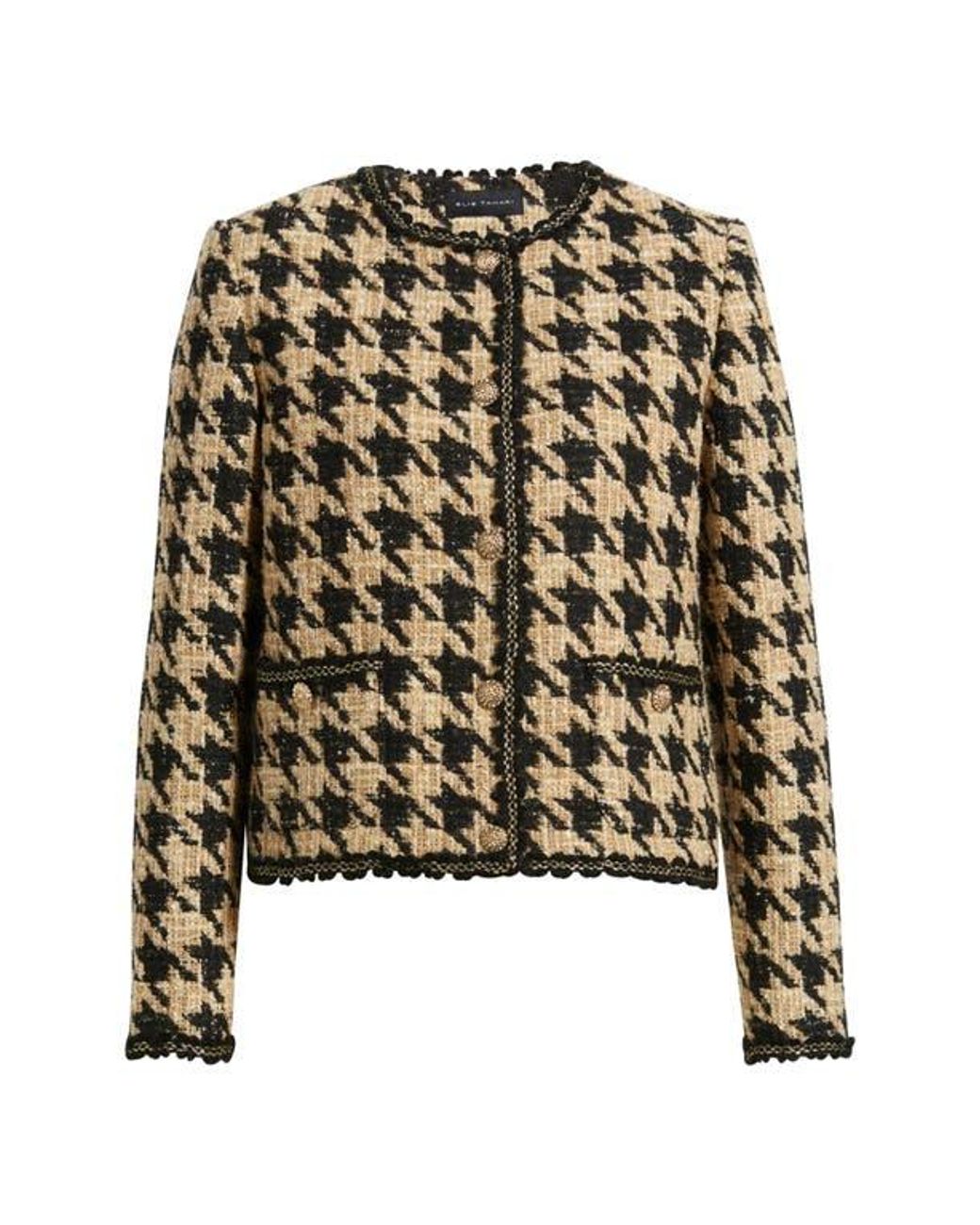 Tahari Black The Juno Metallic Houndstooth Jacket