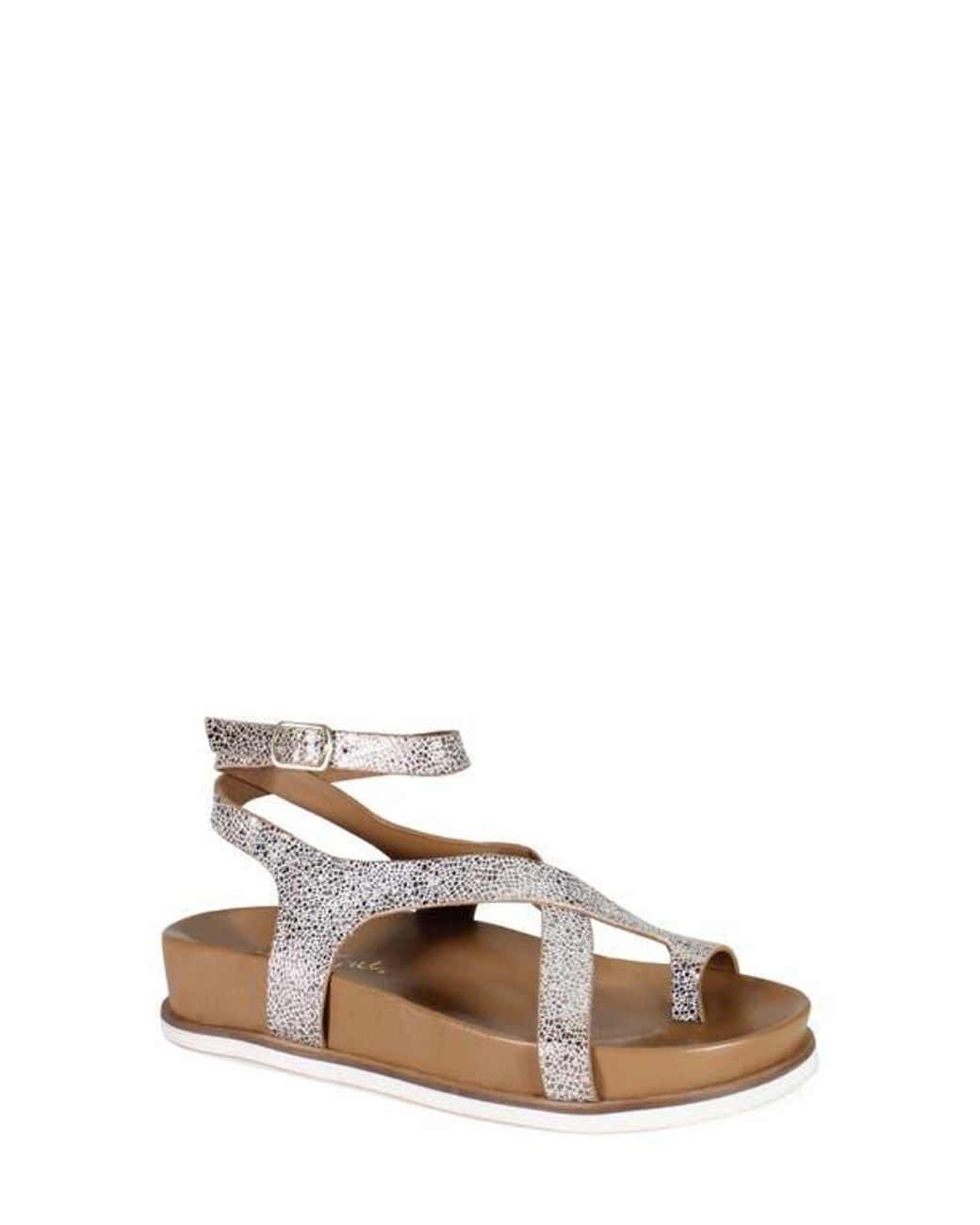 Diba True Brown Carn Ival Ankle Strap Toe Loop Sandal