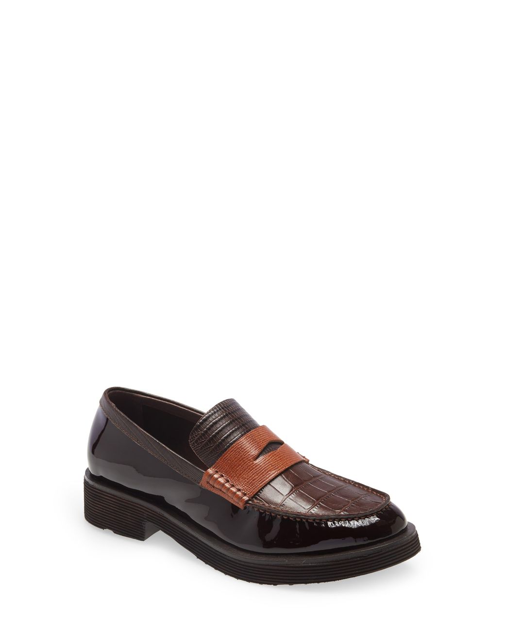 Jeffrey Campbell Lenna Penny Loafer In Brown Exotic Combo Leather At