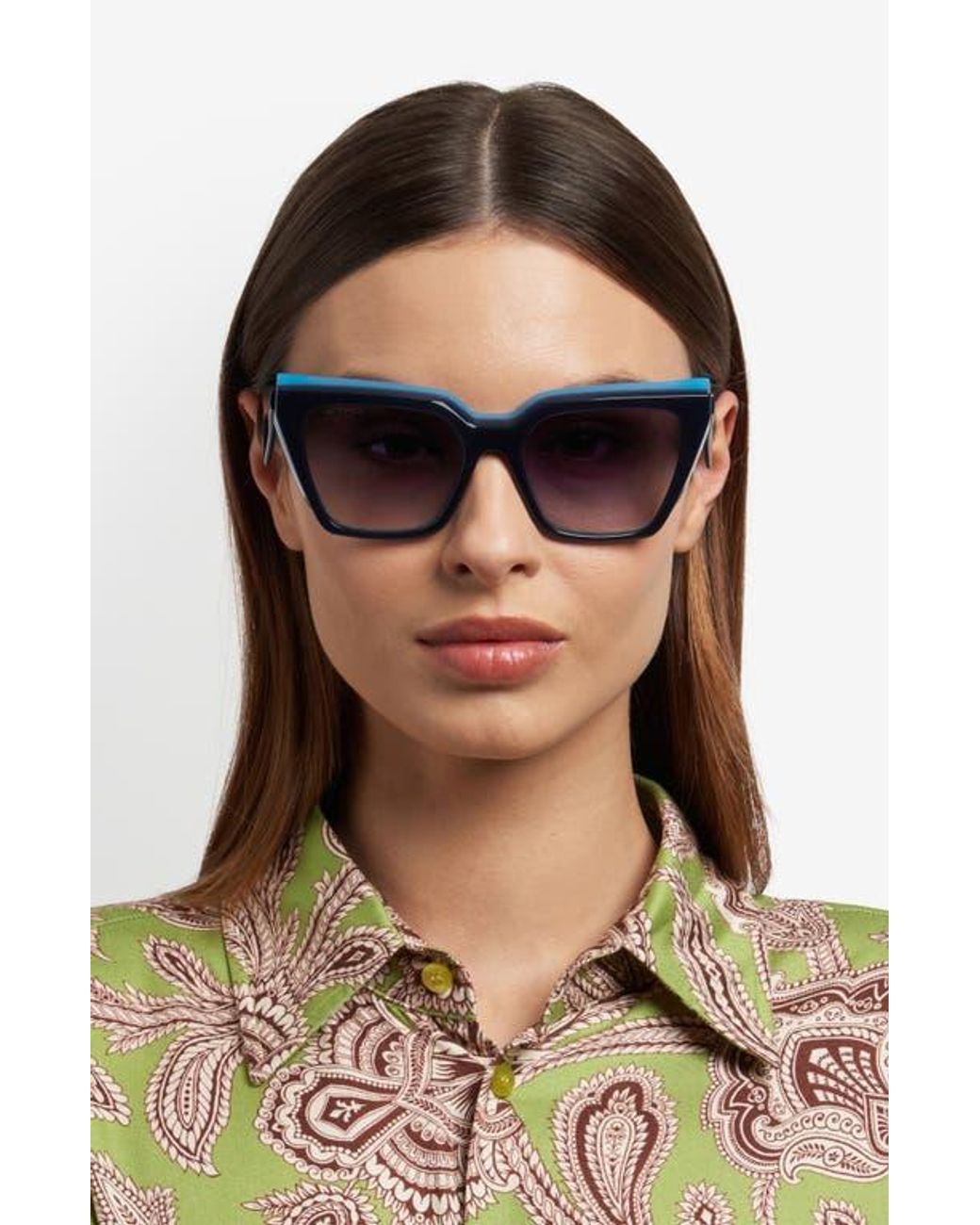 Etro Blue 55Mm Cat Eye Sunglasses