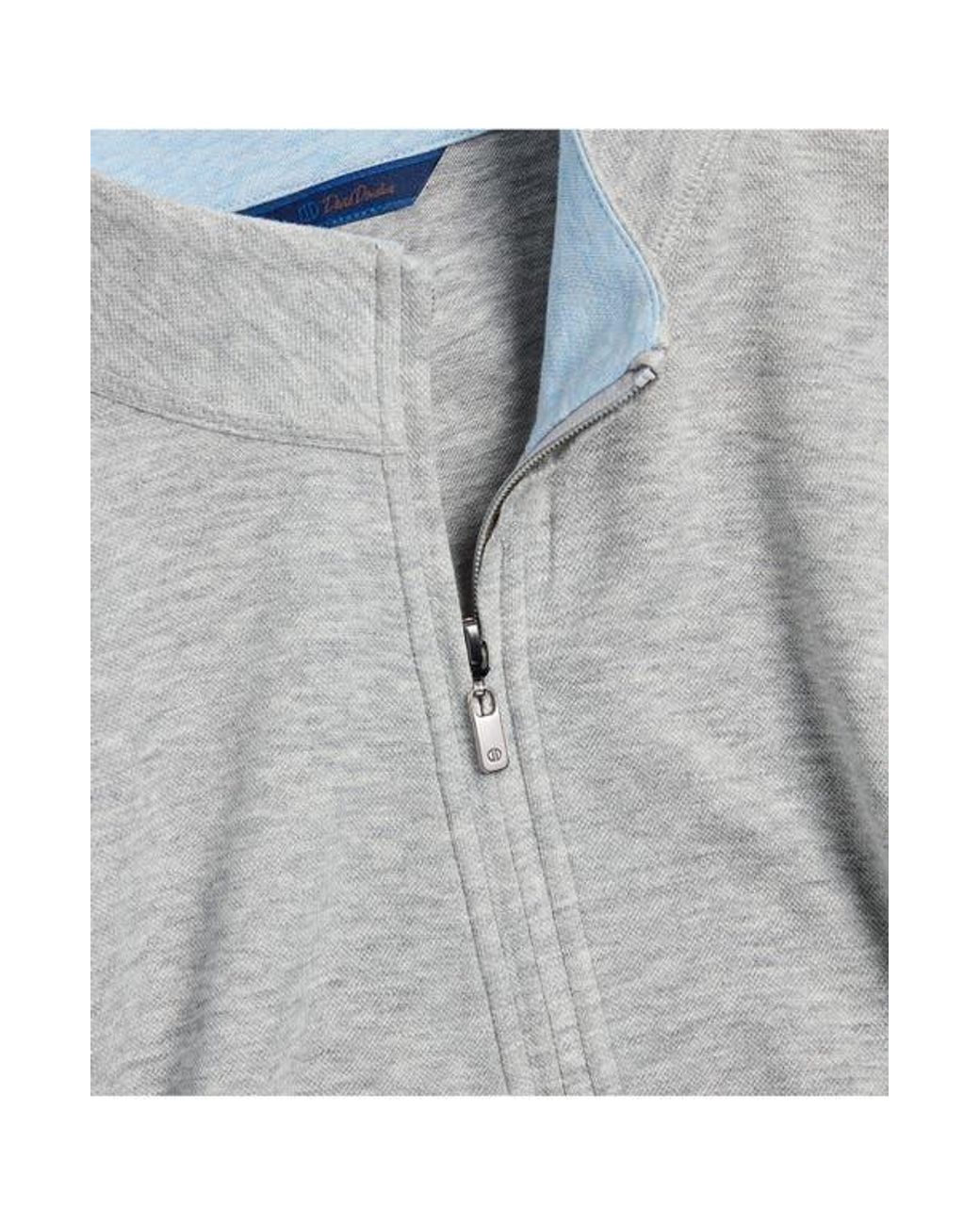 David Donahue Gray Full Zip Knit Jacket for men