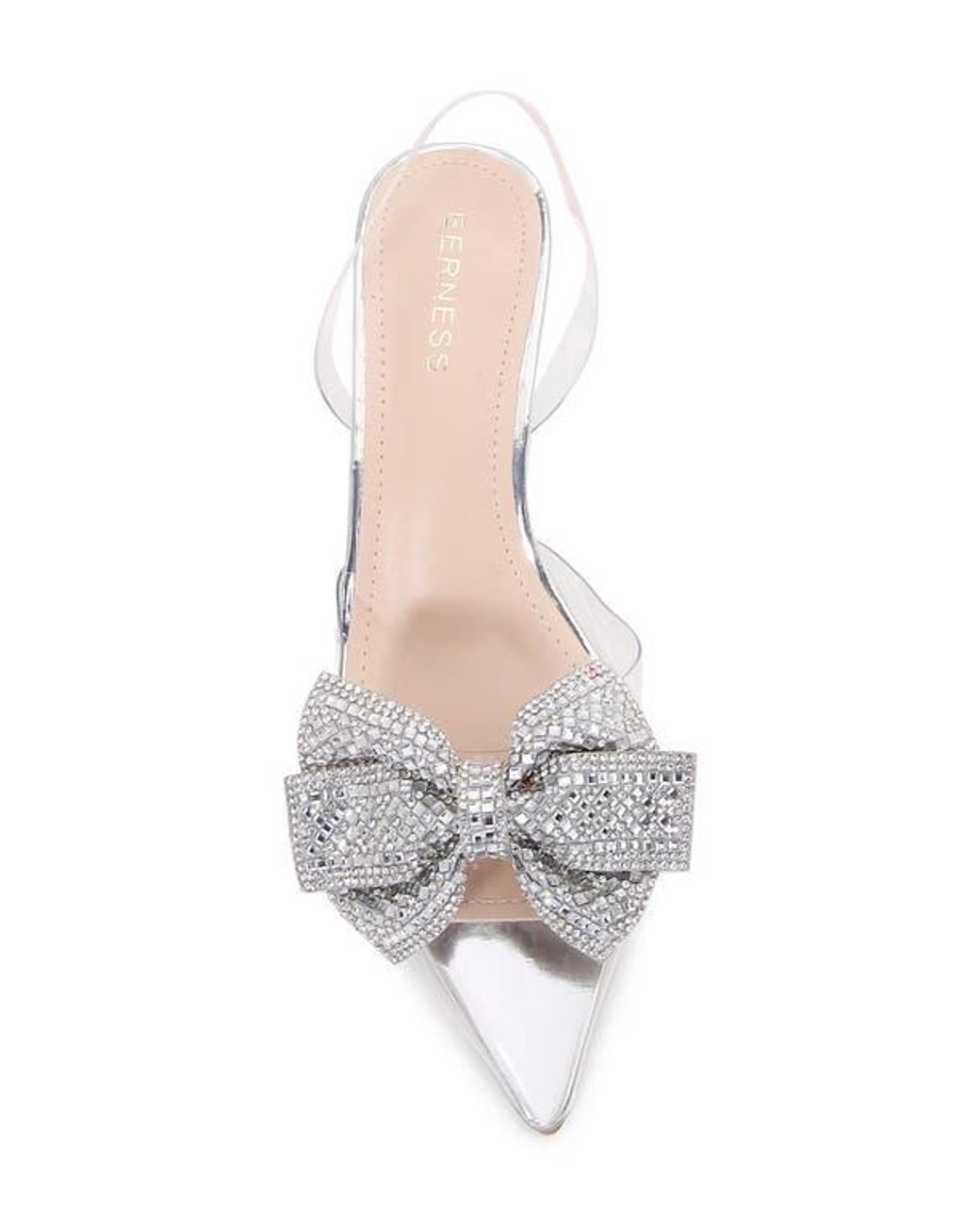 BERNESS White Ninetta Clear Kitten Heel Pump