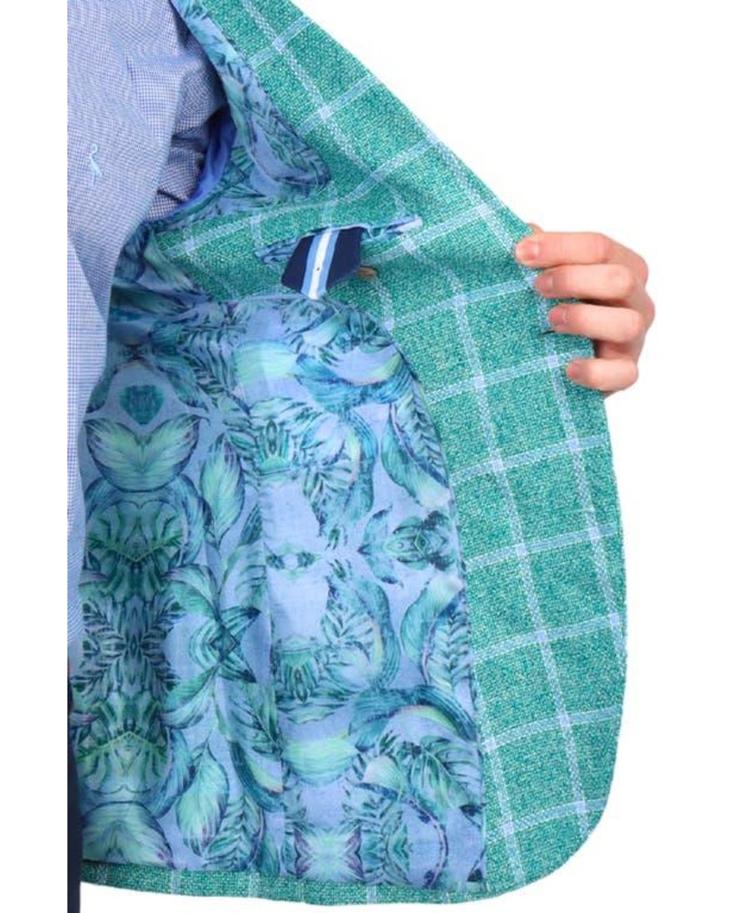 Tailorbyrd Blue Textured Yarn Dye Windowpane Sport Coat for men